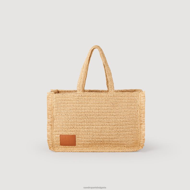 Жени Sandro Paris бежово чанта raffia kasbah аксесоари 0X6J0574