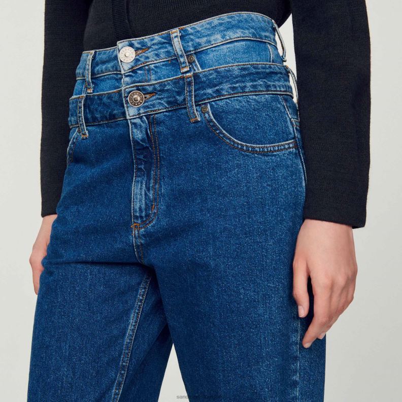 Жени Sandro Paris син trompe l'aeil mom jeans облекло 0X6J0167