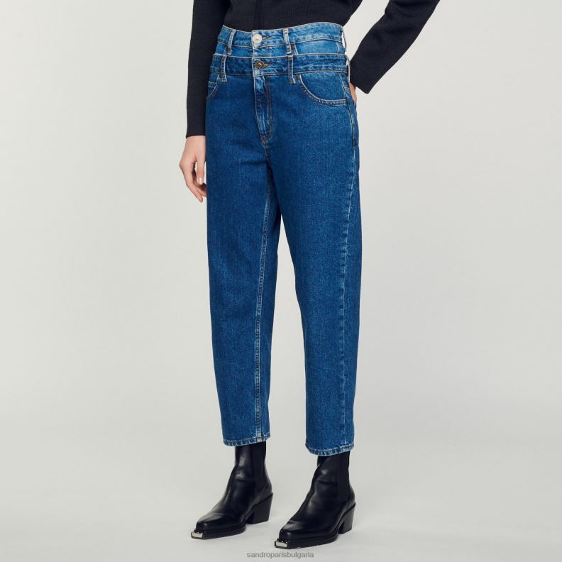 Жени Sandro Paris син trompe l'aeil mom jeans облекло 0X6J0167