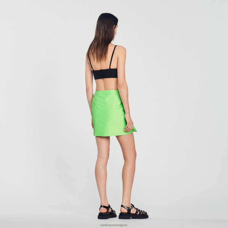 Жени Sandro Paris vert fluo къса пола с волани облекло 0X6J0450