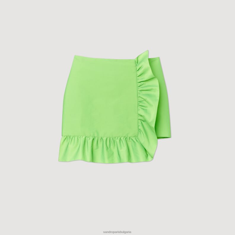 Жени Sandro Paris vert fluo къса пола с волани облекло 0X6J0450